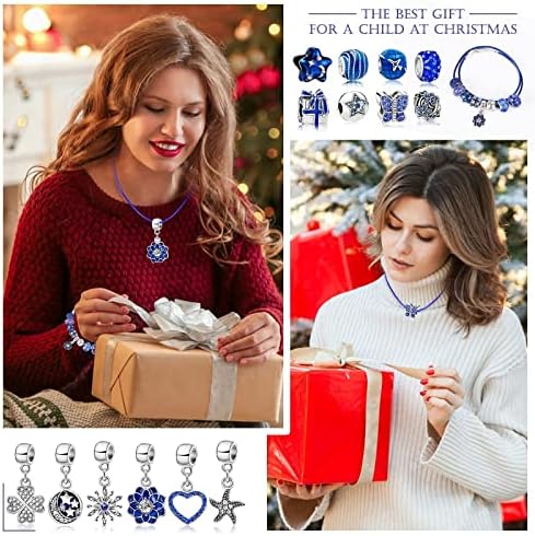 Mjartoria Bundle-plavi nakit Adventski kalendar 2022 za djevojčice - plavi nakit Božićno odbrojavanje i DIY nakit Adventski kalendar