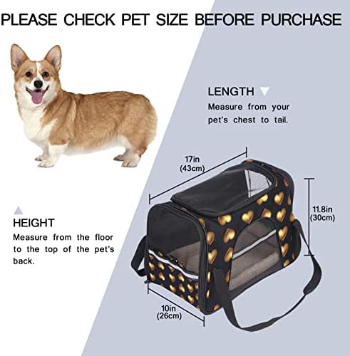 Love Heart Pattern torba za kućne ljubimce, ruksak za nošenje odobren od avio kompanije, meka putna prenosiva torba za disanje za male pse, mačke i male životinje