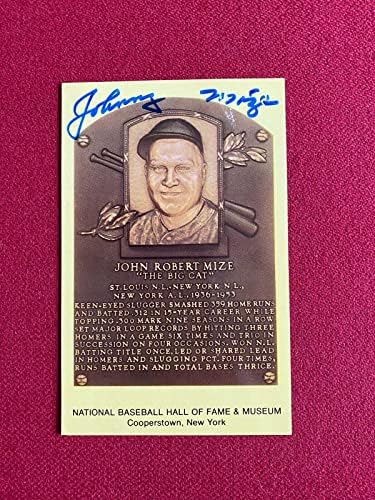 Johnny Mize Autographirana plaketna kartica - bejzbol ploče sa autogramiranim karticama