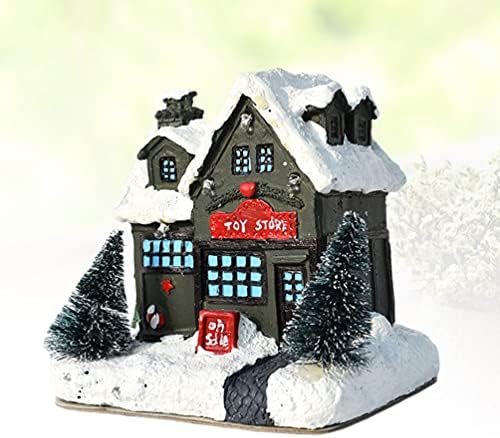 VALICLUD Sretan Božić sjajna mala kuća Božić minijaturni Božić selo svjetlosni kabina Božić kuća sija za zabavu ukras C