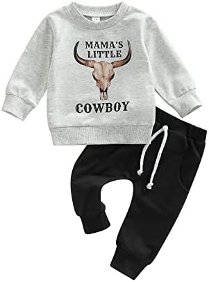 Aeemcem Western Baby Boy odjeća krava ispis dukserica Pulover Top Jogger Hlače set 2pcs Toddler Boy Jesen Zimske odjeće