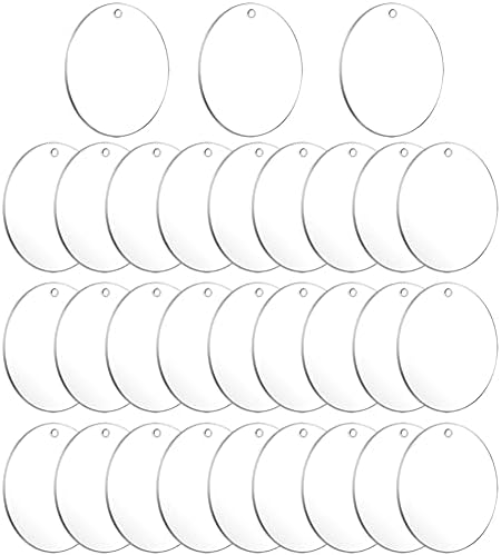 32kom 2 inčni Clear akril privjesak praznine bijeli okrugli akrilni ukrasi praznine sa rupom za DIY Craft krug akril praznine disk