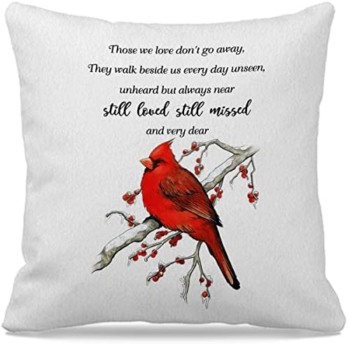 Nugrit onih koje volimo ne odlaze kardinalni jastuk za ptice za ptice 18x18 inča u ljubavnom memorijskom dekoru za kućni dnevni boravak,