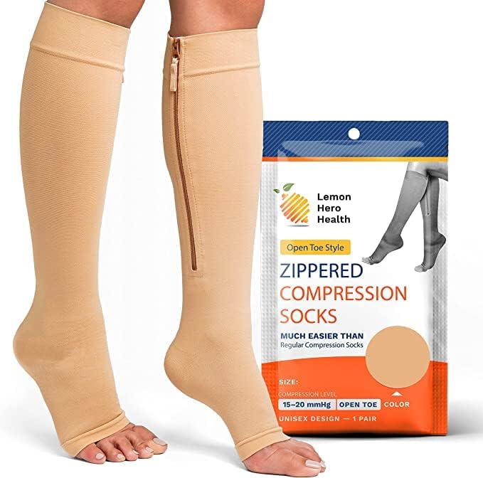 Limunske herojske kompresijske čarape sa kratkim zatvaračem za žene i muškarce Open Toe 15-20 mmhg medicinske kompresijske čarape