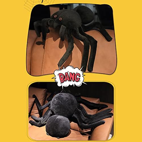Ke1clo crna paučna plišana igračka punjena životinja, kolekcionarska ukrasna tarantula plišana lutka, zagrlivši jastuk za bacanje,