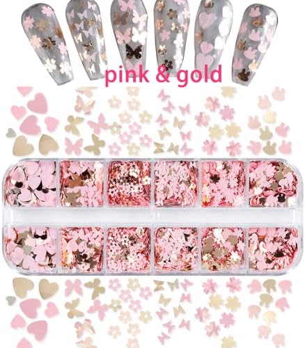Valentines Nail Art Glitters Pink Nail Art šljokice Love Heart Butterfly Bunny cvijet za nokte šljokice za nokte za akrilne nokte