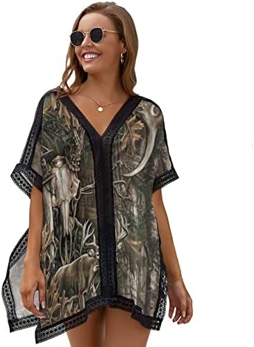 Baikutouan Buck lobanja sa scenom lova Ženska odjeća na plaži bikini kupaći kostim plaža Swim Cover Up Dress Print