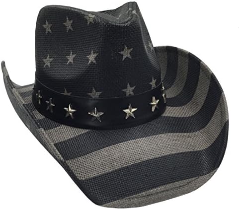 grinderPUNCH američka zastava SAD kaubojski šešir-muškarci i žene-crno siva