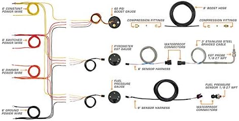 GLOWSHIFT dizelski paket dizel kompatibilan sa Dodge Ram Cummins 2500 3500 1994-1997 - crna 7 boja 60 PSI Boost, 1500 f pirometar