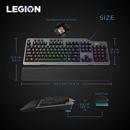 Lenovo GY40T26478 Legion K500 RGB mehanička tastatura za igre, 3 zonska tastatura pune veličine, 7 programabilnih interventnih tastera