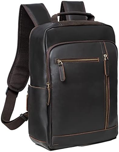 FSHSUP kožni ruksak Muškarci, torba za laptop College, poslovni backpack za laptop za muškarce15.6inch Dnevni ruksaci Brown