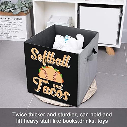 Softball tacos srušene kockice za skladištenje tkanine za skladištenje 11-inčni sklopivi kanti za pohranu s ručkama