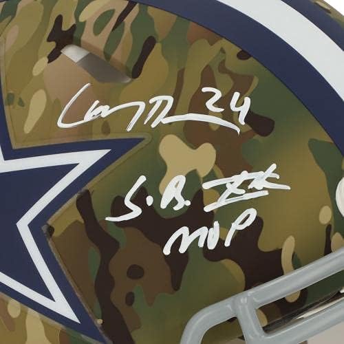 Larry Brown Dallas Cowboys Autographed Riddell Camo Alternativna brzina autentična kaciga sa natpisom SB XXX MVP NFL kacige sa autogramom