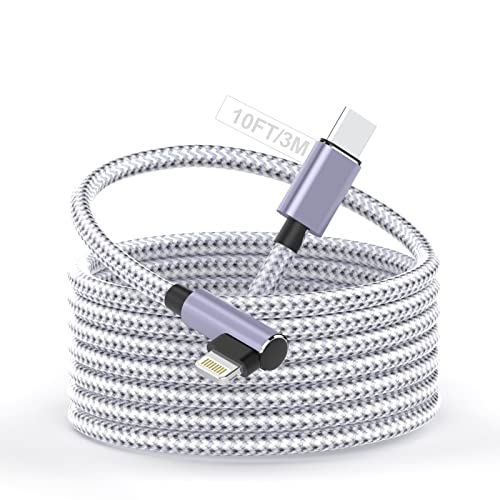 MTakya USB-C do 90 stupnjeva CABLE MFI certificirani desni kut iPhone punjač 10FT najlonski pleteni PD brze punjenje za iPhone 14