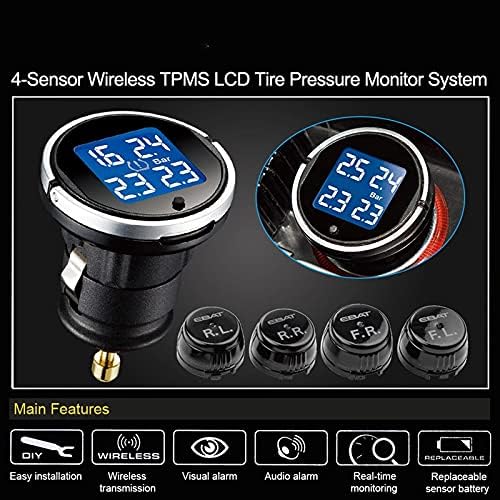 LIRUXUN TPMS LCD monitor tlaka za gume Sastav Dvostruke jedinice podesivi monitor tlaka u gumama Wiht 4-senzor
