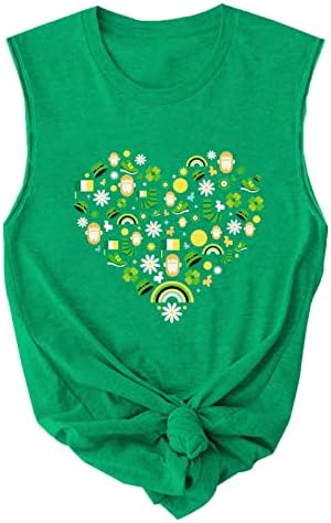 St. Patrick Dan Tank Top žene zelene četiri lista štampane srce grafički Casual bluze dame rukav majice