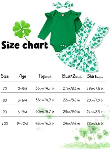 Tuemos Baby Girl St Patrickov dan Outfit Romper Four List Clover suknja 1. Outfit set