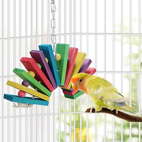 Litewoo Bird Parrot Parakeet igračke, šareni ugriz drva ljuljačka igračka za malu srednju papagaju kokatdiel budgie cocatoo macaw