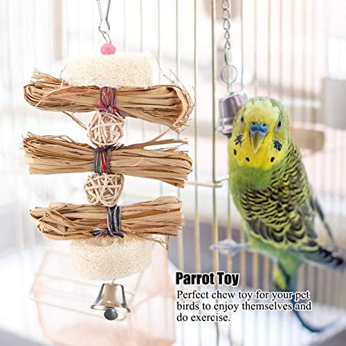 Parrot Chew igračka, smiješna prirodna jamna ptica žvakaća igračka papagajnog kaveza viseći penjanje igračka s zvonom stravom igračka