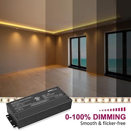 EMITEVER COB LED traka svjetla neutralna bijela, 4000k traka svjetlo Premium visoke gustine, DC 24V, 300+lumena/ft, 480LEDs/M, 3600leds/Kalem, Ra 90+, IP30 unutrašnja upotreba, 25ft, 3w/ft+120W LED drajver za zatamnjenje