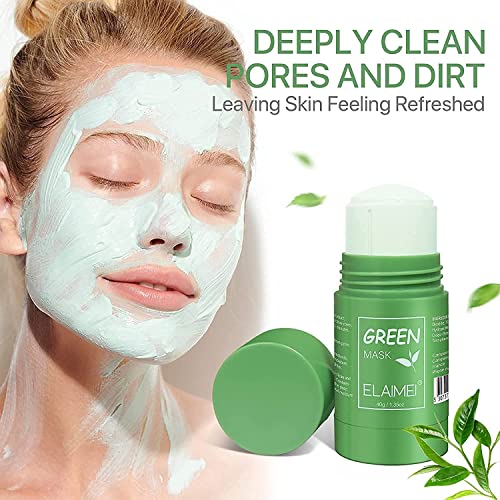 Maska za štap od zelenog čaja, maska za lice od gline za čišćenje uklanja mitesere vlaži kontrolu ulja dubinsko čišćenje za sve tipove kože muškarci žene, 1,35 unci