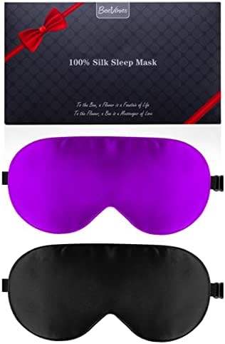 Svilena maska za spavanje, 2 pakovanja prava prirodna svilena maska za oči sa podesivim naramenicama, maska za spavanje za oči,
