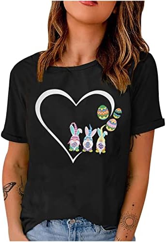 Uskršnja košulja ženska zeka jaja grafička majica kratki rukav okrugli vrat Tee Top ljetna Ležerna bluza vrhovi za tinejdžerke