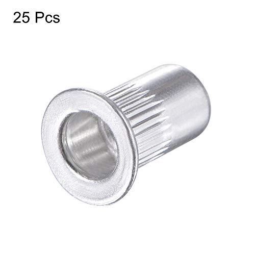 uxcell M4 Rivet Nuts Aluminijumska legura Knurled ravna glava navojni umetak Matica srebro 25kom