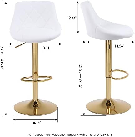 Chummaven Bijela PU Koža okretna pult visina barske stolice, podesive barske stolice Set 2, moderne barske stolice za podizanje sa