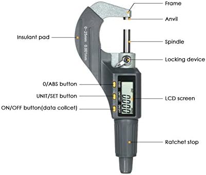 Nfelipio Elektronički vanjski izlazni mikrometar Digitalni mikrometar Micro Caliper Duljina mjernog alata za mjerenje Micrometre 0,001mm