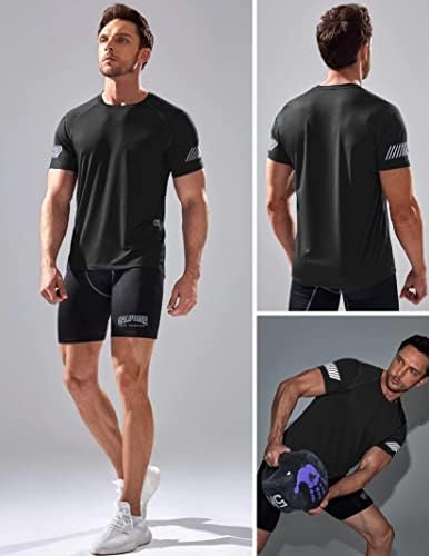 5 pakiranja muških aktivnih majica za brzo suhe posade | Atletika Trčanje teretane Trenirajte kratki rukav Tee vrhovi rasuti