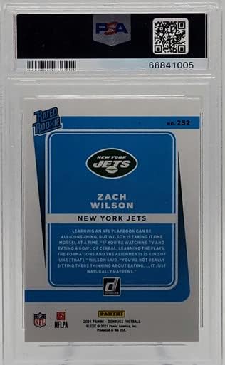 Zach Wilson New York Jets 2021 Donruss ocijenjeno Rookie kartica 252 PSA 10 Gem menta