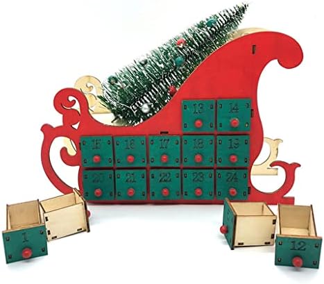 TWAILW drveni 24 odbrojavanje Božićni kalendar sanke Tree House Advent kalendari sa LED svjetlom ukras ukrasi zanati