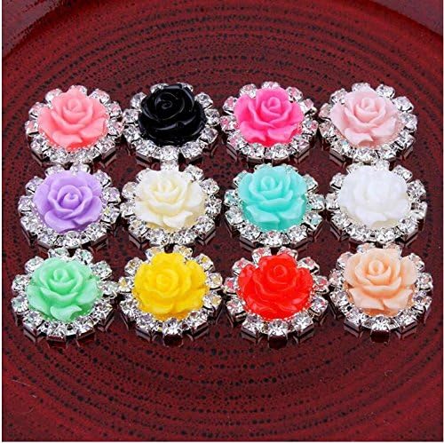 Tangpan 100pcs 20mm Resin Rose Rhinestone gumb / kopča splackanje ognjišta uljepnice mješavine boja