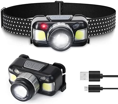 Laufary HeadLamp punjiva, 20 zupčanika za rotiranje, super svijetlo LED lampica punjiva, senzori, 4 načine, podesiva traka za glavu,