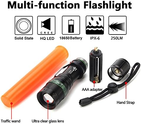 Ultrafire 11-inčni signalni prometni kat LED lampica sa strobom režimom, remen za zglobove, 250 lumena, narandžasti završetak