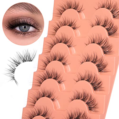 Prirodni manga trepavice Clear Band Cat Eye trepavice 3D Wispy Lažni trepavice Fluffy DIY Lash klasteri Pestañas Postizas 7 parova