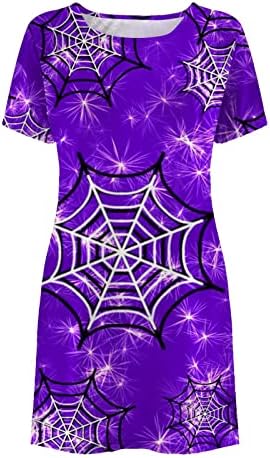 Košulje haljine za ženske Halloween Print pulover Tunic Top Imperial struk Crewneck Sundress plaža Mini Sunčanica