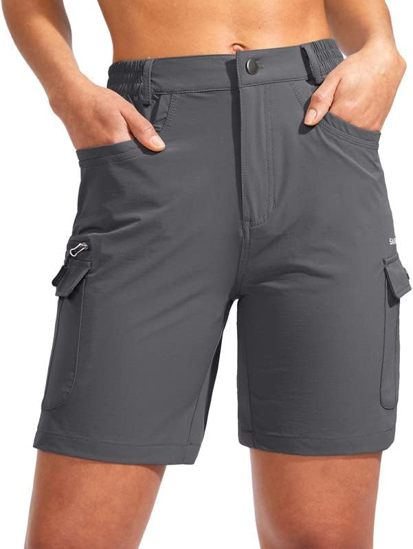 Santiny ženske pješačke garderne hlače sa 7 džepa laganih brzih suvih 7-inčnih dugih golf kratkih hlača za žene casual ljeto