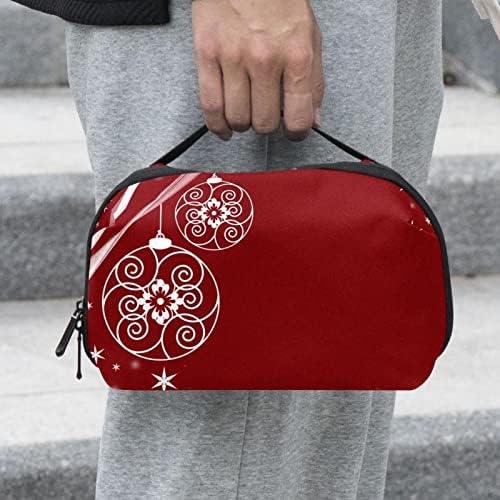 Kozmetička torba za žene, predivne sobne vodootporne torbe za šminku Travel Crveno Božićna kuglica Toaletna torba Organizator kao