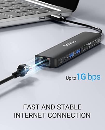 Dockteck Bundle - 2 artikli: USB3. 1 USB C ženski na USB muški adapterski kabl, 7-u-1 USB C 100w PD Ethernet Hub Dongle