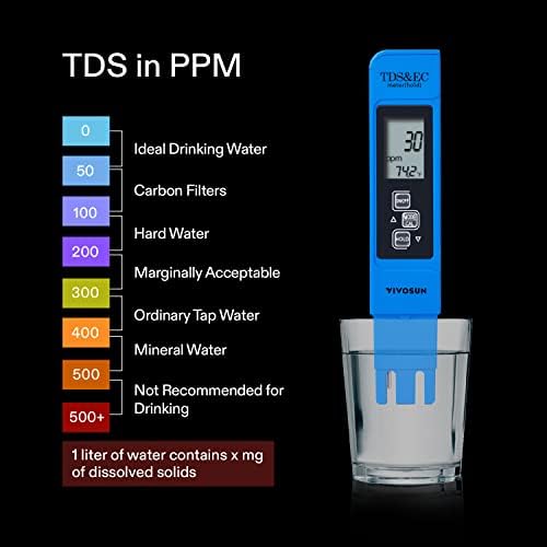 VIVOSUN pH i TDS mjerač Combo, 0,05 ph Visoka tačnost tipa Pen pH metar ± 2% tačnost očitavanja 3-u - 1 TDS EC mjerač Temperature