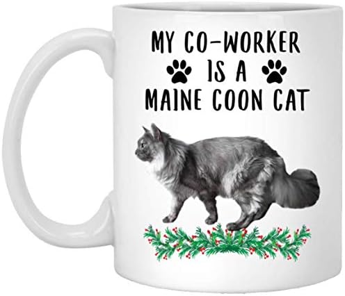 Funny Maine Coon Cat Grey je moja karantinska suradnica Božić 2023 poklona bijela kafa 11oz