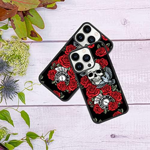 RSMTCI Skeletni slučaj za iPhone 11 Case Silikonska ultra otporna na udarnu zaštitnu zaštitu Slatka ruža lubanja Telefonska futrola