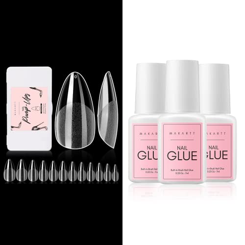 Makartt 504kom Meki Gel puni Savjeti za pokrivanje, badem Stiletto lažni Savjeti za nokte Press on Nails Bundle sa Makartt Super jakim