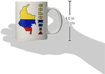 3drose mug_51747_1kolumbijska zastava na mapi i slovima Kolumbije keramička šolja, 11 oz, višebojna