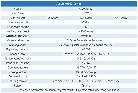 Zhjbd Max Fiber Maching aparat AIRMARER2 20W prijenosni graver 110x110mm Oznaka sočiva Metal / 61)