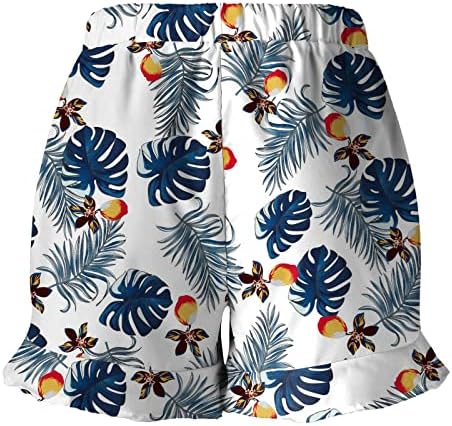 Žene Ležerne prilike pamučne kratke hlače Comfy visoke struk široke noge Boho kratke hlače cvjetni print Flowy plaže s džepovima
