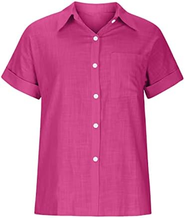 Ljetni vrhovi za žene 2023 Modna majica gumba Ženka V-izrez Loose Majica Bluze