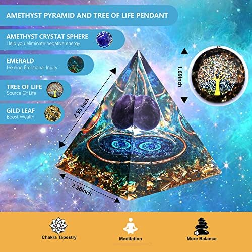 Zurligi Orgonska piramida pozitivna energija, Orgonit Kristalna piramida ametist čakra Orgonska piramida, Orgonitna piramida za uspjeh,